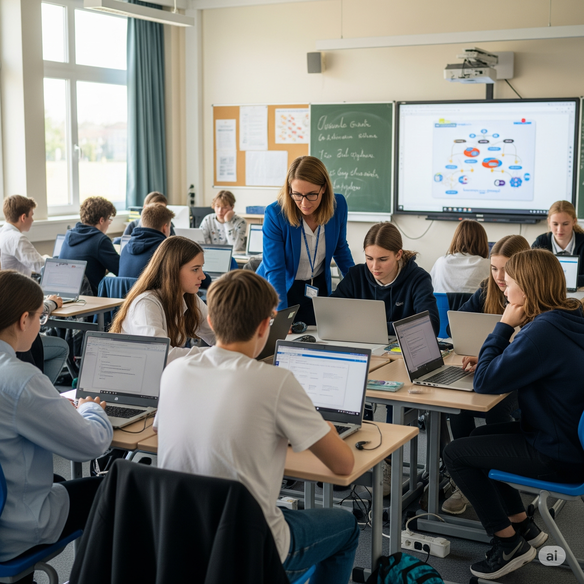 Ilustrasi ERP Edukasi, Mahasiswa belajar, data terintegrasi